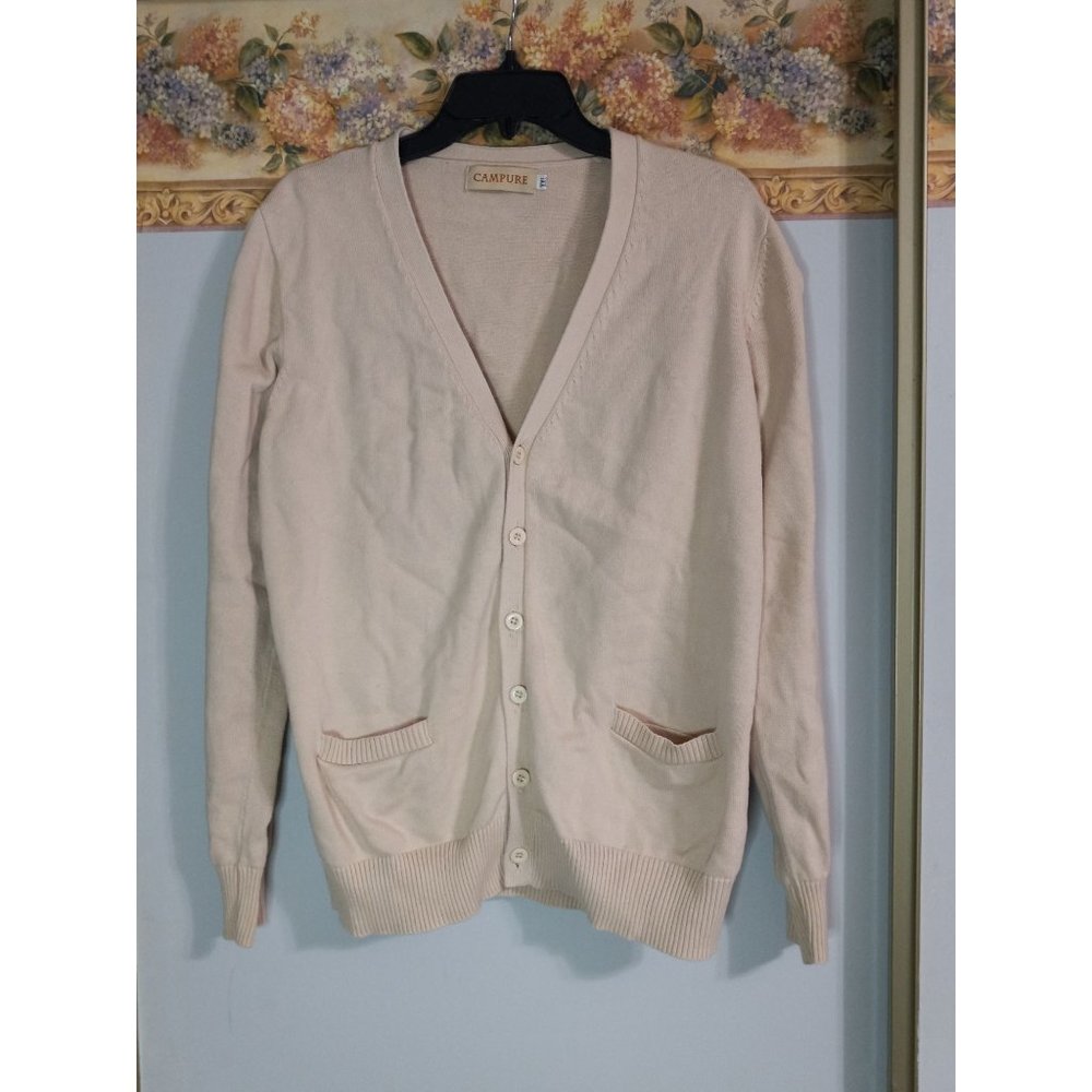 Campure XXL Beige Casual Comfort Button Down Cardigan Boho Minimalist Sweater